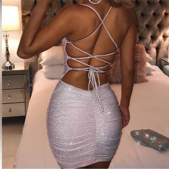 Chic Pink Ruched Mini Dress - Picture 5 of 7